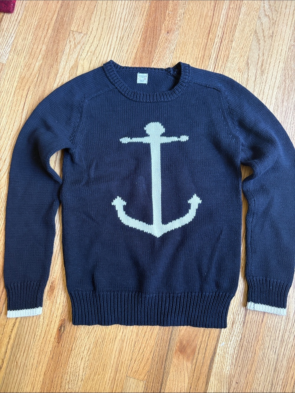 Crewcuts size 10 cotton Navy Sweater with Cream Anchor